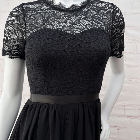 Dressystar Women Long Formal Black Dress Floral Lace Short Sleeve S - Picture 9 of 15